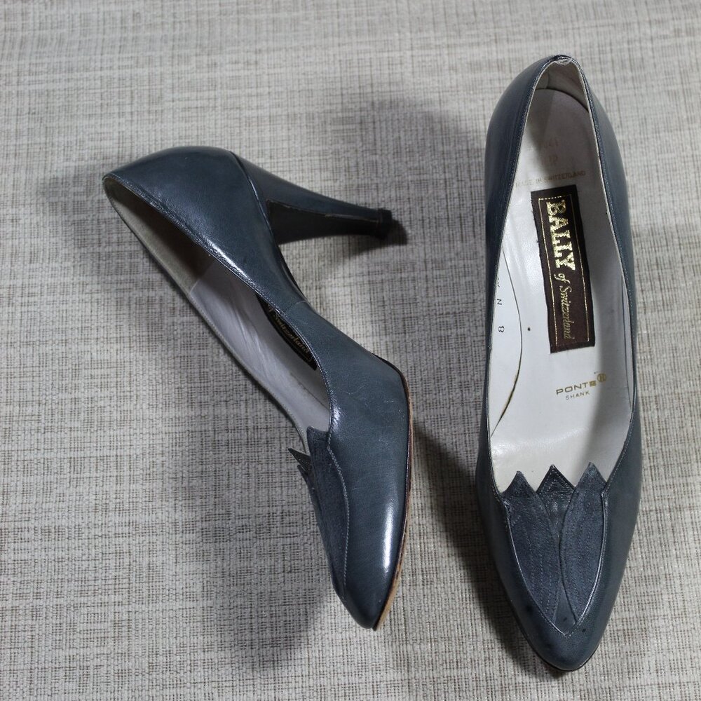 Bally of Switzerland Grey Tulip Leather Heels Sz: 8N
